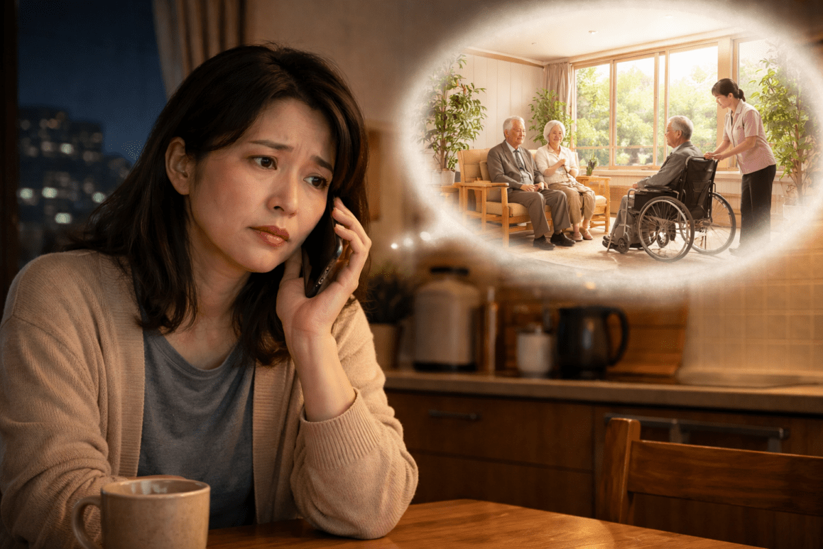 施設探しに困っている後長女様。急ぎの施設探しに悩む。